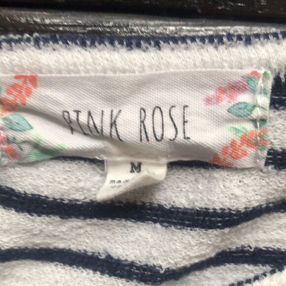 Pink Rose Striped T Shirt Dress Size Medium - Picture 6 of 7